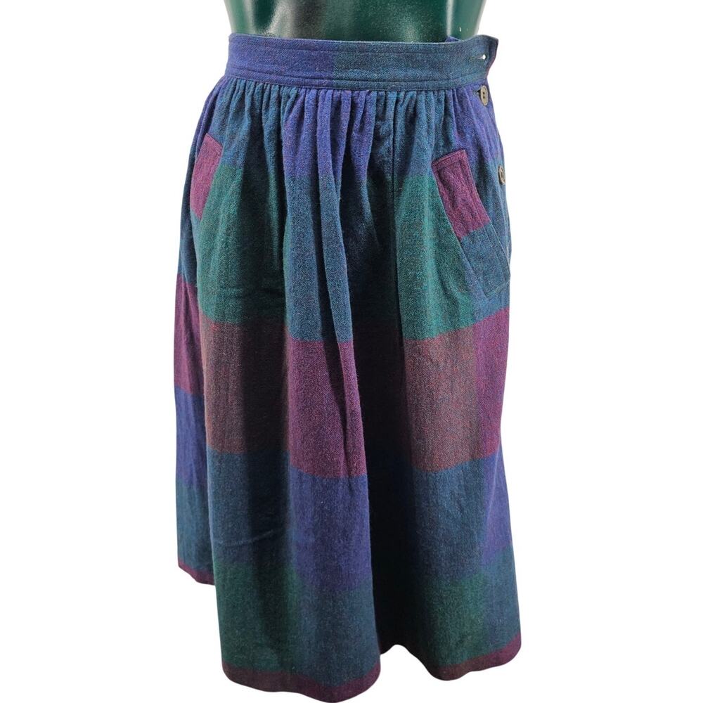 Vintage Liz Claiborne Wool Blend Check Plaid Pleated Midi Skirt Size 4 S 3830